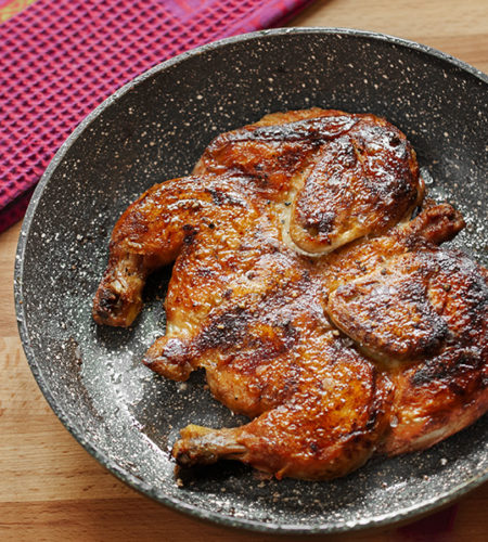 Pollo alla diavola in padella