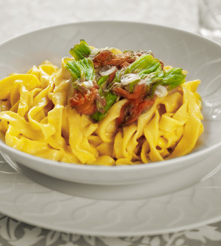 Mum’s tagliatelle with zucchini flowers