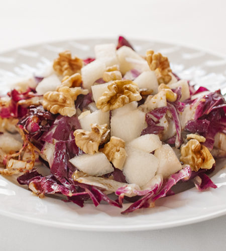 Red radish walnut and pears salad