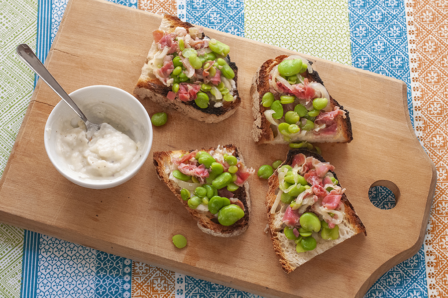 Aunt Silvana’s broad bean bruschetta