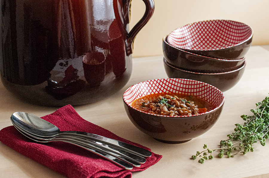 Pearled spelt soup