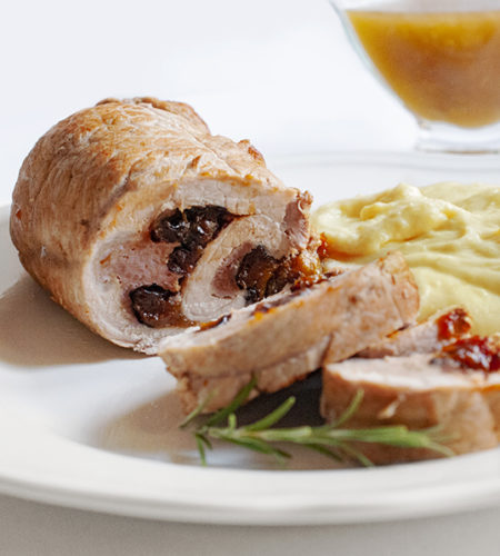 Roast pork with plums