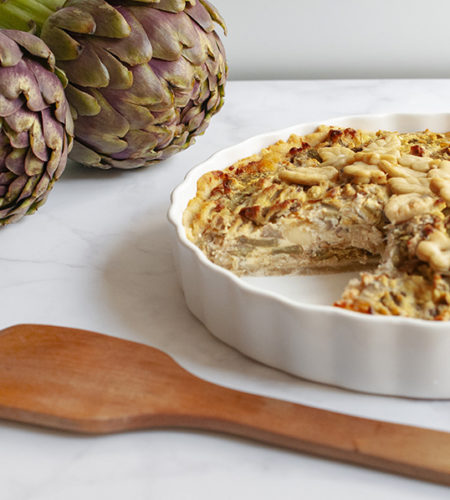 Savory pie with ricotta and artichokes