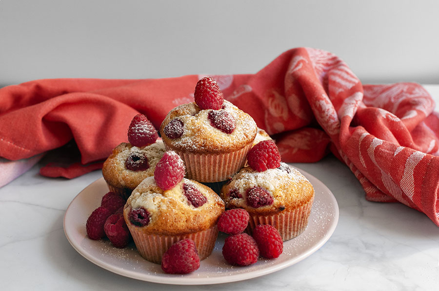 Raspberry and white chocolate muffins