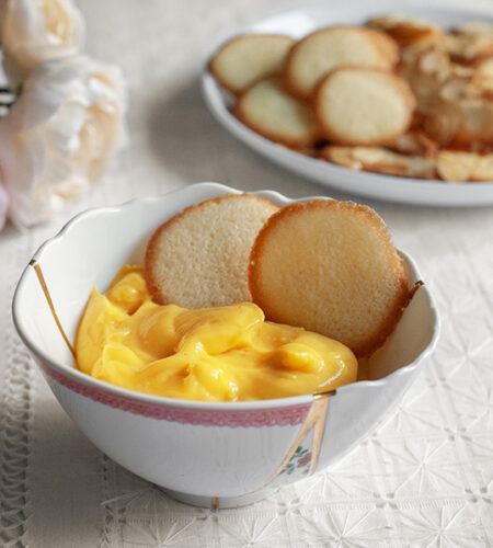 Grandma Irene’s snack: custard and langue de chat